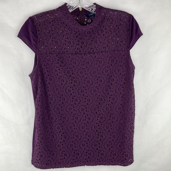 COPY - Tommy Hilfiger Dark Purple Lace Front & Back Yoke Top - Picture 7 of 7
